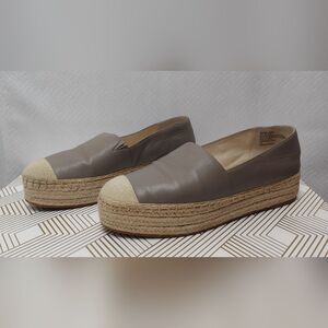 Caslon Gray Tige En Cuir Leather Upper Slip On Platform Espadrille Sz 10
